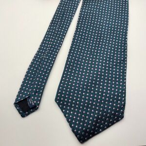 Bugatti Silk Men's Tie Teal Pink Geometric Pattern